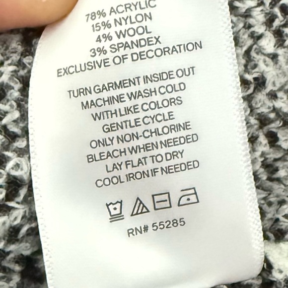 NEW Express Wool Blend Oversized Chunky Windowpane Contrast Cardigan Sweater - Picture 4 of 8